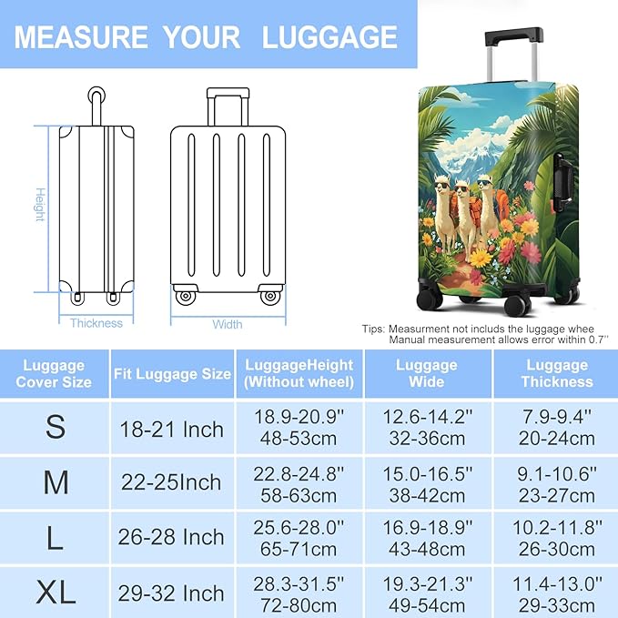 Alpaca Luggage Cover Washable Suitcase Protector Anti-Scratch,Stretchable Fit for 20-34Inch Luggage Durable Travel Bag Cover with Zipper Closure (Alpaca, L(28-30inch suitcase))