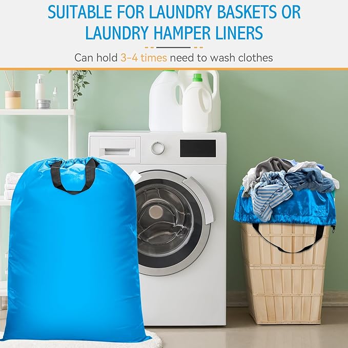 Extra Large Heavy Duty Laundry Bag - 28" x 40", Travel Laundry Bag for Dirty Clothes, Light Blue