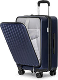 KYME 22-Inch Hardside Small Suitcase - 100% PC Hard Shell with Laptop Compartment, TSA Lock, Double Wheels for Men & Women, Navy