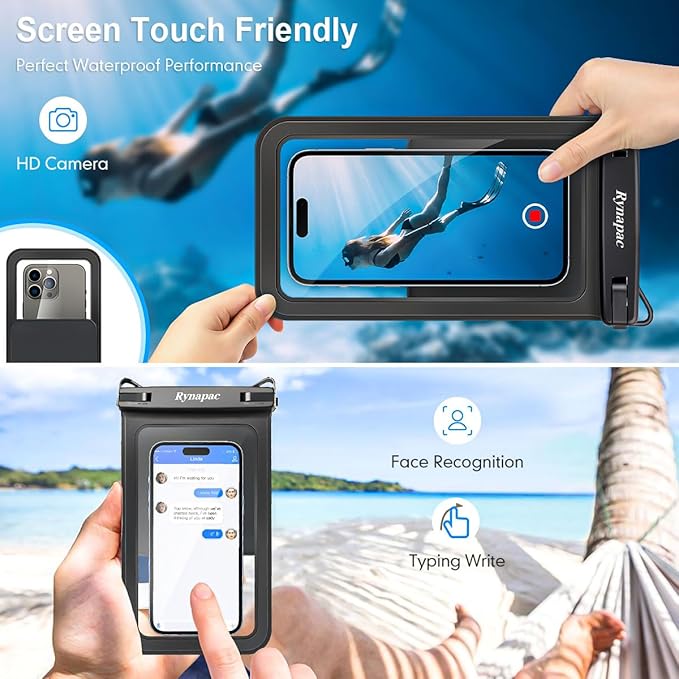 Double Space Waterproof Phone Pouch, 2 Pack Waterproof Phone Case with Lanyard for iPhone 16 15 Pro Max Galaxy S23 Pixel 7a up to 8.5’’, Cellphone Dry Bag for Beach Vacation Travel Cruise Essentials