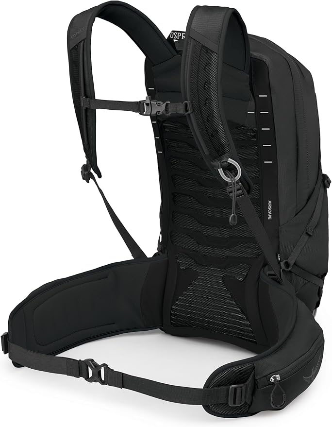 Osprey Talon 22L Men's Lightweight Hiking Backpack with Hipbelt, Black/Coal Grey, Extended Fit