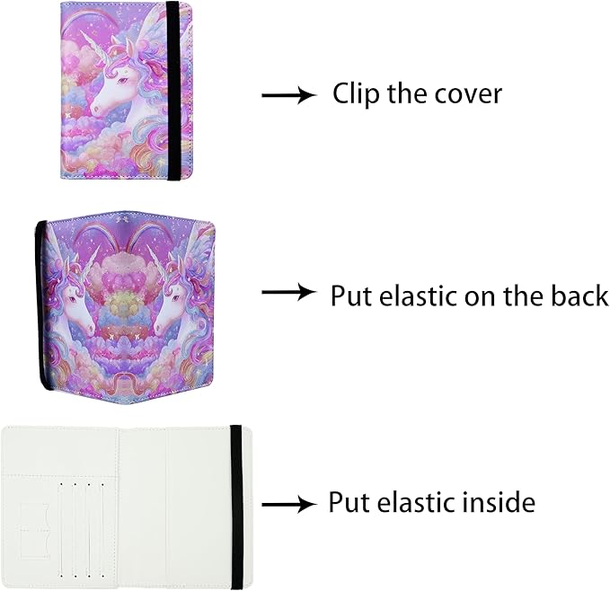 Passport Holder for Women and Men PU Leather Passport Cover for Travel (White Horse)