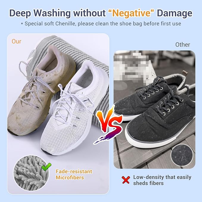Shoe Washing Machine Bag with 2 Mesh Pockets, One-Step Shoe Laundry Bag for Wash Laces, Insoles & Socks, Reusable Sneaker Cleaning Bag Invisible Zipper for Washer Dryer Safe (2Pcs Grey)