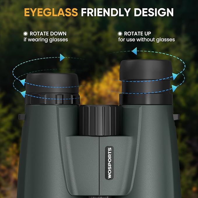WOSPORTS 15x50 Binoculars for Adults High Powered - 21.5mm Large Eyepiece Binoculars for Bird Watching, Cruise Ship, Hunting, Travel