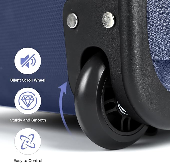 Rolling Backpack for Adults,18 Inch Waterproof Carry on Backpack with Wheels,Wheeled Backpack Carry on Luggage,Trolley Laptop Backpack with Wheels, Navy Blue Large