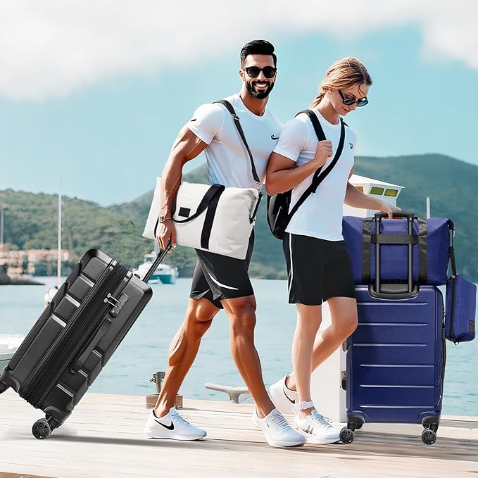 Hoteel Luggage Sets 3 Piece, ABS+PC Hard Shell Expandable Suitcases with Wheels, TSA Aproved Lock and Carry on Bags, Travel Suit Case Set for Men and Women, (3-Piece, Blue)