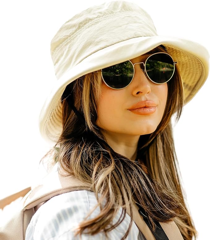 TOP-EX XL/XXL Women’s Wide Brim Bucket Sun Hat with Ponytail Hole UPF 50 Summer Packable Sunhat for Travel Beach Outdoor