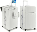 feilario 30in Super Large Captain Aluminum Frame Hardside Spinner Wheels Luggage, Zipperless Checked Suitcase with Front Compartment/Cup Holder/Phone Holder