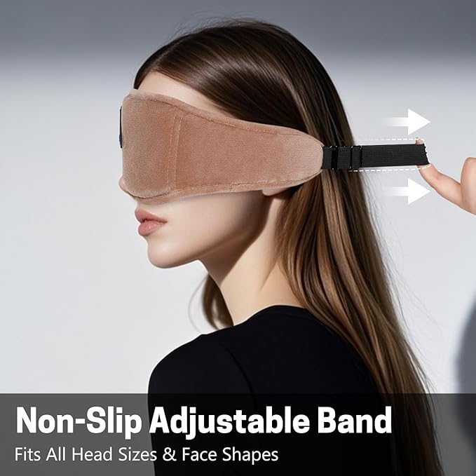 Sleep Mask with Bluetooth Headphones 3D Contour Sleeping Headphones 5.4 Wireless Bluetooth, Ultra-Thin Stereo Speakers Blackout Eye Masks for Men Women Travel Sleep