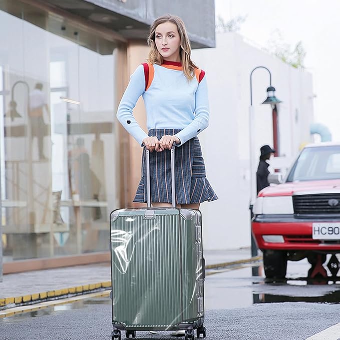 Clear PVC Luggage Cover, Waterproof Dustproof Anti-Scratch Suitcase Protector, Fits Wheeled Suitcases 18" 22" 24" 26" 28" 30" - Thicken Baggage Cover Case（20"）