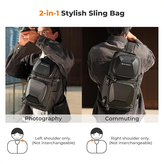 K&F CONCEPT Camera Sling Bag Crossbody Bag Hardshell Camera Shoulder Backpack DSLR/SLR/Mirrorless Camera Case Photography Bags for Photographer