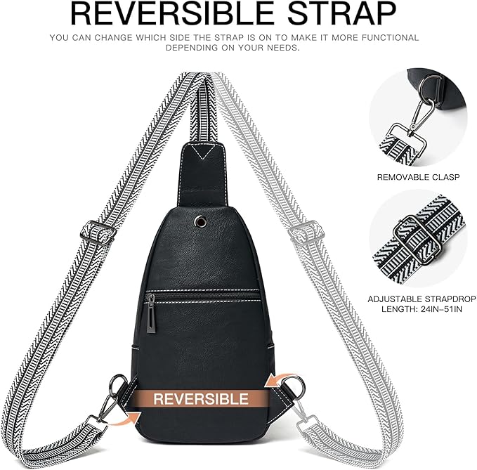 7L Sling Bag for Women Men Leather Small Sling Backpack Daypack Anti Theft Fanny Pack Crossbody Purse Travel
