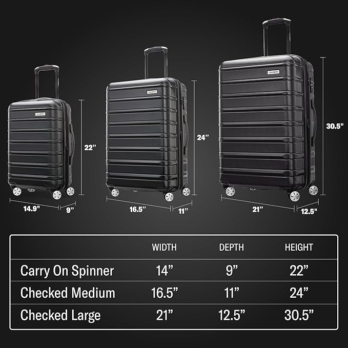 Samsonite Omni 2 Hardside Expandable Luggage with Spinner Wheels, 3-Piece Set (19/24/28), Rose Gold