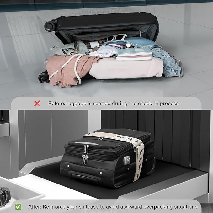 Luggage Straps for Suitcases,Adjustable Luggage Elastic Belt, Travel Essentials for Airport,Station, Vibrant Designs, (Enchanting Blossom)