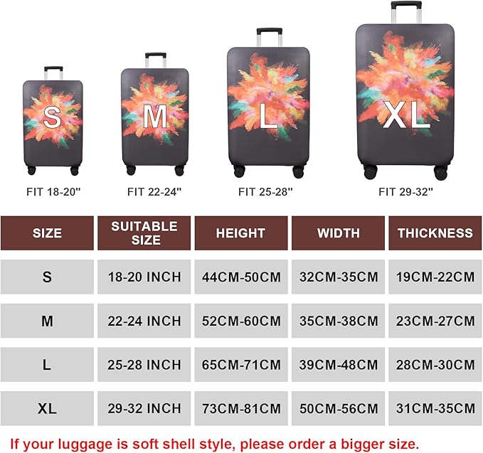 WUJIAONIAO Travel Luggage Cover Baggage Suitcase Cover Protector Skins 18-32 Inch (Graffiti, S (for 18-20 inch luggage))
