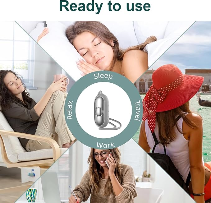 Sleep Aid Device, Micro-Current Sleep Instrument Anxiety Device, Portable Rechargeable Sleep Aid for Anxiety and Insomnia (Silver)