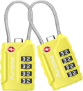 Puroma 2 Pack TSA Approved Luggage Lock, 4 Digit Combination Travel Locks Resettable Code Lock with Zinc Alloy Body for Suitcase, Toolbox, Backpack, Bag, Gym Locker (Yellow)