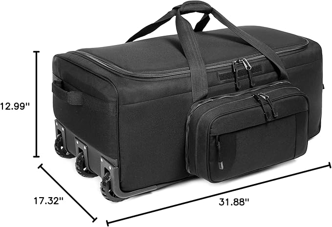 Mountain Land 120L Tactical Duffle Bag Rolling Duffle Bag with Wheels And Handle(Black)