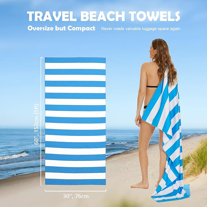 Your Choice Microfiber Quick Dry Sand-Free Beach Towel for Adults & Kids (67x35 Inch, 60x30 Inch) - Oversized, Compact, Lightweight, Absorben