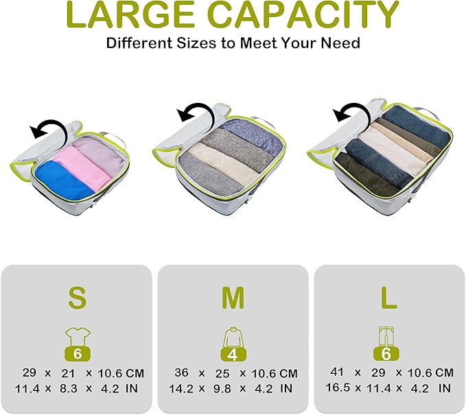 Cipway Mesh Compression Packing Cubes, Ultralight See Through Luggage Organizer Bags, Travel Essentials for Carry on Suitcase（3 Pcs,White）