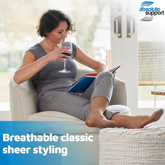 (3 Pairs - Closed Toe) Made in USA - Sheer Compression Socks for Women 15-20mmHg - Compression Stockings for Varicose Veins Circulation, Thrombosis, Embolism - Natural, Medium - A101NA2-3