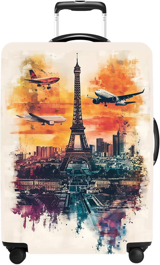 Luggage Cover Washable Suitcase Protector Anti-scratch Suitcase cover Fits 20-34 Inch Luggage (Tower-1, XL(32-34inch suitcase))
