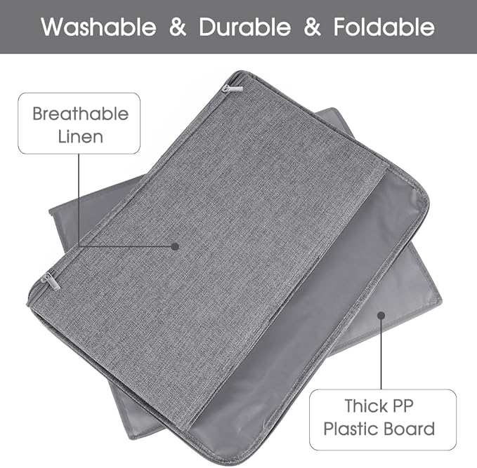 ANMINY 2PCS Storage Bins with Zipper Lids 13 Qt Lidded Fabric Storage Boxes Baskets Cubes with Handles Collapsible Washable Cotton Linen Closet Shelf Clothes Organizer Containers - Gray, Small