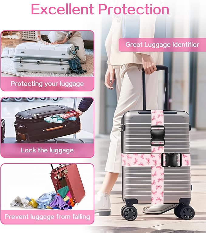 Luggage Straps for Suitcases Travel Belt Luggage Band Heavy Duty Traveling Luggage Identifier Cute Women Girls Unique Accesory,
