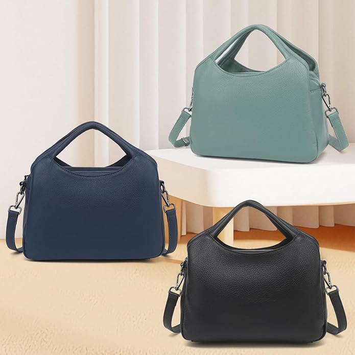 KOGTLA Genuine Leather Purses for Women, Crossbody Shoulder Bags with Top-Handle, Tote Satchel Handbags