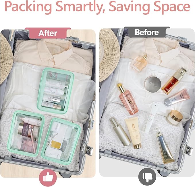 PACKISM TSA Approved Toiletry Bag - Upgrade Color-Edged Clear Makeup Bags, Clear Toiletry Bags For Traveling Fits Various Storage Needs