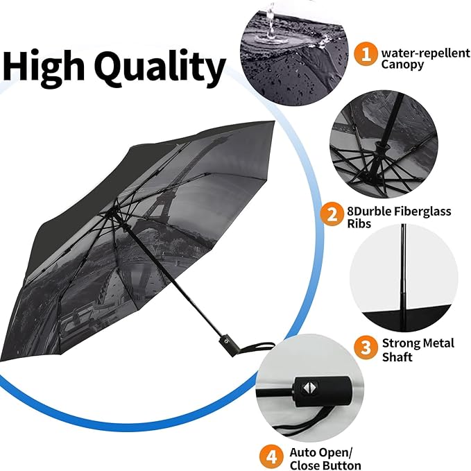 LLanxiry Compact Travel Umbrella, Mini Windproof Umbrellas for Rain & Sun, Small Lightweight Outdoor UV Umbrella, Portable Folding Umbrellas for Travel