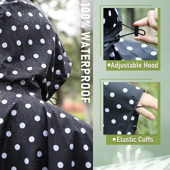SaphiRose Unisex Rain Poncho Raincoat Hooded for Adults Women with Pockets