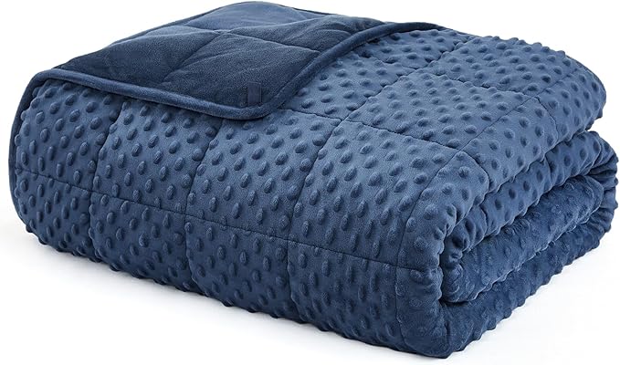 L'AGRATY Weighted Blanket for Adult - 48"x72" 20lbs Minky Dots Heavy Blanket with Glass Beads: Soft Breathable for All-Season Summer Fall Winter Thick Comfort for Sleeping