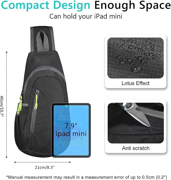 TITECOUGO Small Sling Bag, Lightweight Crossbody Backpack for Men Women, Shoulder Bag for Sports and Outdoor