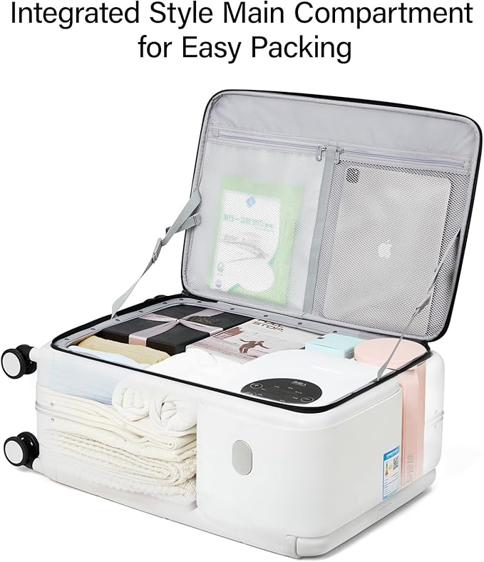 Hanke Top Opening 24 Inch Luggage with Spinner Wheels, Aluminum Frame All-PC Hard Shell Medium Suitcase, Zipperless Trunk Wide Handle Luggage, TSA Checked-Medium(Grey, 69L)
