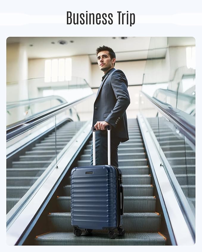LIGHT FLIGHT Luggage Sets, Carry On Luggage 22x14x9 Airline Approved, Carry On Travel Bag Suitcases with Wheels, Expandable Hardside Lightweight Rolling with TSA Lock 2-Piece Set (DB/20),Beige