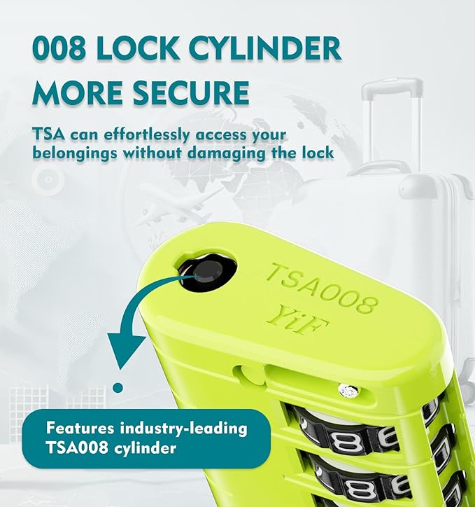 ANVIL TSA Approved Luggage Locks – High Security TSA008 Combination Travel Locks with Inspection Indicator for Suitcases and Backpacks. (2, Grass Green)