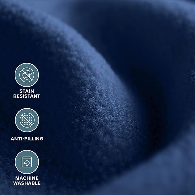 Bare Home Polar Fleece Blanket - Throw - Dark Blue - Warm & Cozy - Premium Fleece for Bed, Sofa, Camping, Travel and Cold Nights - Lightweight Blanket (Throw, Dark Blue)