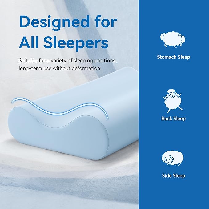 AM AEROMAX Queen Size Firm Contour Memory Foam Pillow, Cervical Pillow for Neck Pain Relief, Neck Orthopedic Sleeping Pillows for Side, Back and Stomach Sleepers.