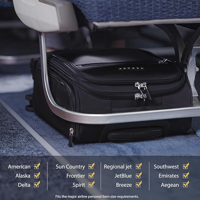 Verage Underseat Carry On Luggage with Wheels, 14.5-Inch Spinner Small Suitcase, Softside Lightweight Travel Bag for Men and Women, Airplane Carry On Bag, Nautical Blue