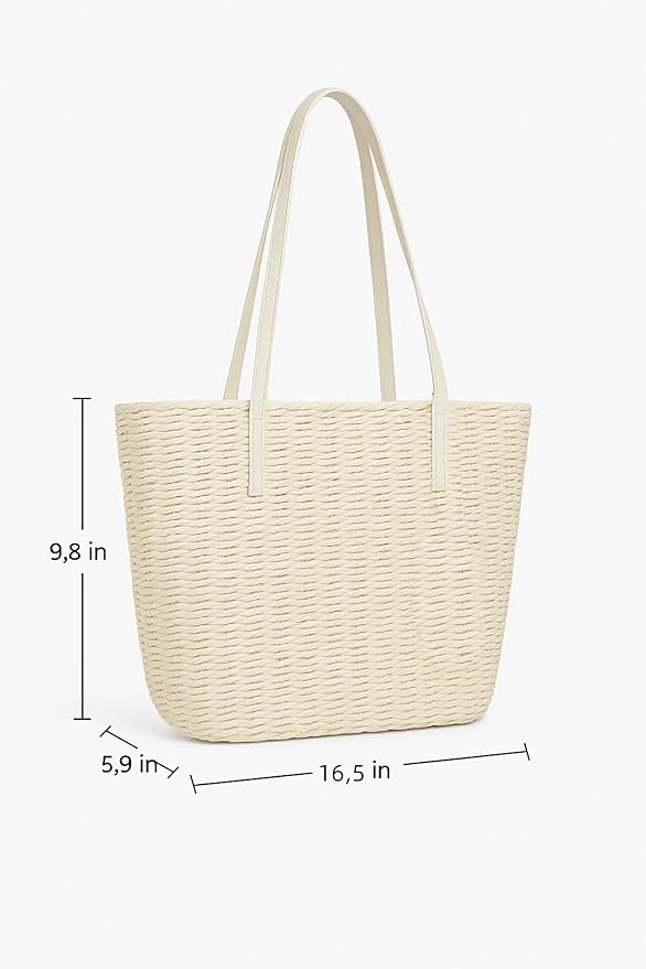 YXILEE Straw Bags For Women | M Size Travel Straw Totes Bag Woven Summer Handmade Shoulder Bag Handbag