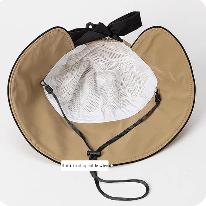 Wide Brim Hats for Woman Foldable Hats Sun Hats for Women uv Protection Bowknot Bucket hat Adjustable hat with Ponytail Hole