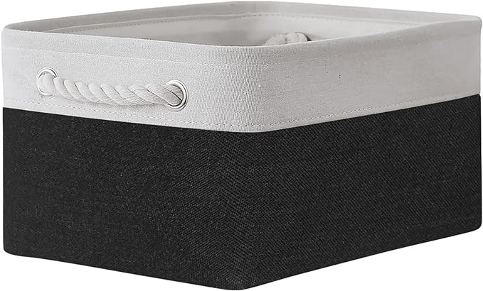 TheWarmHome Storage Bins for Shelves - 1 Pack 13.8x9.7x6.7 inch Storage Basket for Organizing for Closet Organizer Cubes Laundry Cloth Nursery (White & Black)