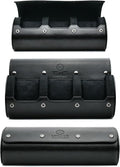 Travel Watch Case – 3 Watch Organizer Travel for Men - Watch Carrying Case Holder and Display - Super Black Motif Vegan Leather