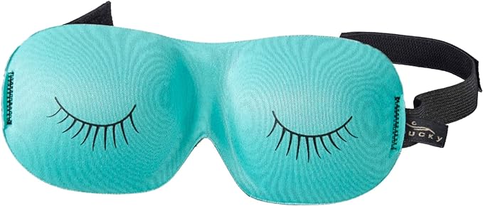 Bucky Ultralight Comfortable Contoured Travel and Sleep Eye Mask, Aqua Eyelash, One Size
