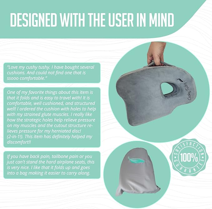 Premium Foldable Piriformis Cushion - Piriformis Pain and Sciatic Pain Relief Cushion - for Home & Office Use, Perfect for Travel or Driving - Piriformis Cushion