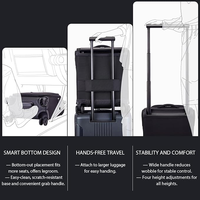 Verage Carry On Luggage with Wheels, 15 Inch Underseat Spinner Luggage Pro, Underseat Personal Item Travel Bag for Men and Women, Carry On Bags for Airplanes, Black