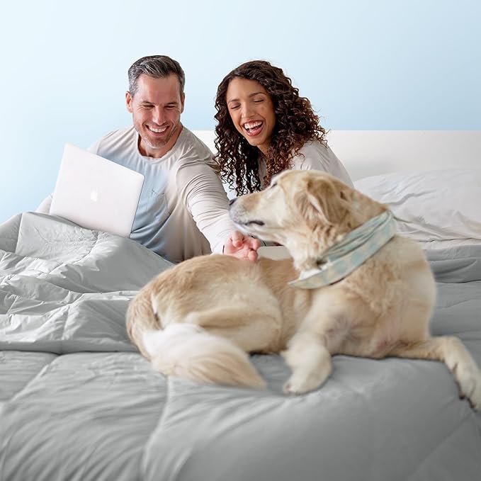 Dream Valley® Outlast® Deepsleep Cooling Comforter, Full/Queen Size, NASA-Grade Space Technology Cooling Blanket for Hot Sleepers Night Sweats, Q-Max > 0.45 Aerocool™ Breathable, Cool Grey, 90"x90"