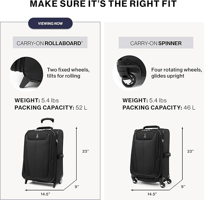 Travelpro Maxlite 5 Softside Expandable Upright 2 Wheel Carry on Luggage, Lightweight Suitcase, Men and Women, Ensign Blue, Carry On 22-Inch