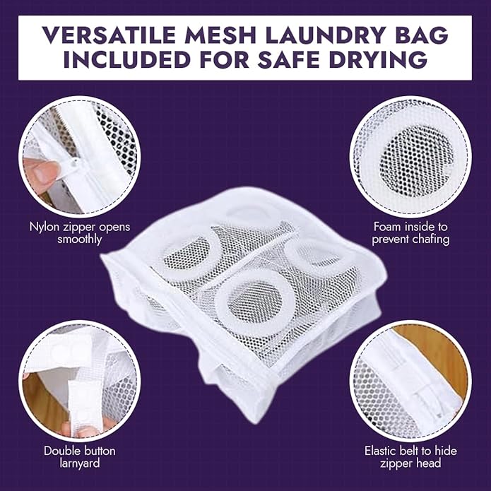 Shoe Cleaning Kit: Shoe Washing Bag (2pcs), Mesh Laundry Bag for Shoe Dryer and Adjustable Shoe Trees (5 pc kit)